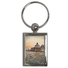 Boat In Venice San Mark`s Basilica - Italian Tour Vintage Key Chain (rectangle) by ConteMonfrey