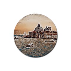 Boat In Venice San Mark`s Basilica - Italian Tour Vintage Rubber Round Coaster (4 Pack) by ConteMonfrey