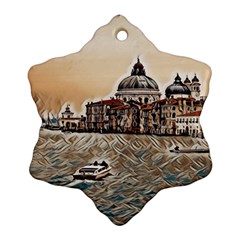 Boat In Venice San Mark`s Basilica - Italian Tour Vintage Ornament (snowflake)