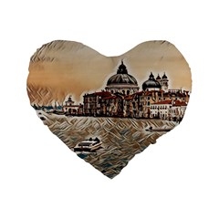 Boat In Venice San Mark`s Basilica - Italian Tour Vintage Standard 16  Premium Flano Heart Shape Cushions by ConteMonfrey