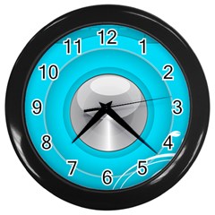 Blue Washing Machine, Electronics Wall Clock (black)