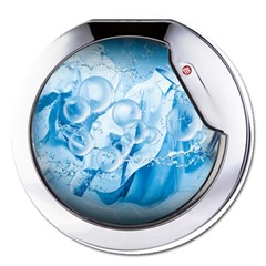 Silver Framed Washing Machine Animated Magnet 5  (Round)