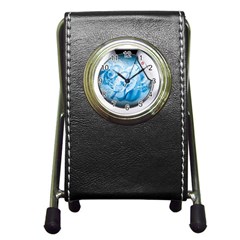 Silver Framed Washing Machine Animated Pen Holder Desk Clock