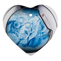 Silver Framed Washing Machine Animated Heart Ornament (Two Sides)