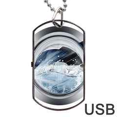 Gray Washing Machine Illustration Dog Tag Usb Flash (one Side) by Jancukart