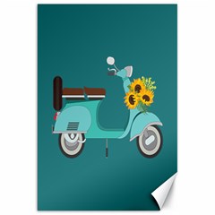 Blue Vespa Taking Flowers To You  Canvas 20  X 30  by ConteMonfrey