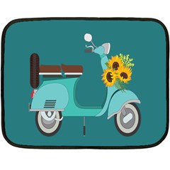 Blue Vespa Taking Flowers To You  Fleece Blanket (mini) by ConteMonfrey