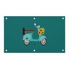 Blue Vespa Taking Flowers To You  Banner And Sign 5  X 3 