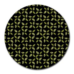 Leaves Motif Random Print Pattern Round Mousepad by dflcprintsclothing