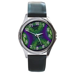 Abstract Fractal Art Pattern Round Metal Watch