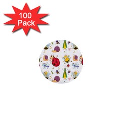 Cute Cartoon Insects Seamless Background 1  Mini Buttons (100 Pack) 