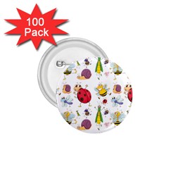 Cute Cartoon Insects Seamless Background 1 75  Buttons (100 Pack) 
