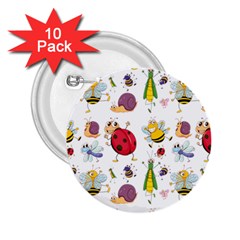 Cute Cartoon Insects Seamless Background 2 25  Buttons (10 Pack) 