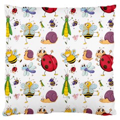 Cute Cartoon Insects Seamless Background Large Flano Cushion Case (two Sides) by Jancukart