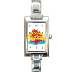 Holiday Tropical Elements Leaf Orange Rectangle Italian Charm Watch