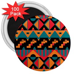 Tribal Pattern Seamless Border 3  Magnets (100 Pack)