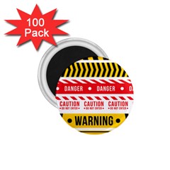 Yellow Black Warning Line 1 75  Magnets (100 Pack) 