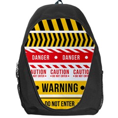 Yellow Black Warning Line Backpack Bag by Jancukart