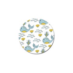 Cartoon Whale Seamless Background Pattern Golf Ball Marker by Jancukart