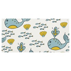 Cartoon Whale Seamless Background Pattern Banner And Sign 8  X 4  by Jancukart