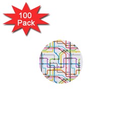 Tube Map Seamless Pattern 1  Mini Buttons (100 Pack)  by Jancukart