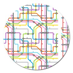 Tube Map Seamless Pattern Magnet 5  (round)