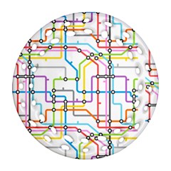 Tube Map Seamless Pattern Ornament (round Filigree)