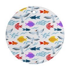 Animal Fish Bird Animals Ocean Pattern Ornament (round)