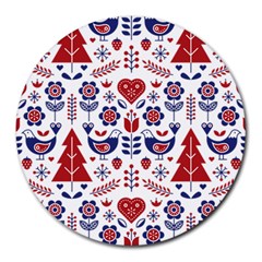 Scandinavian Folk Seamless Pattern Round Mousepad