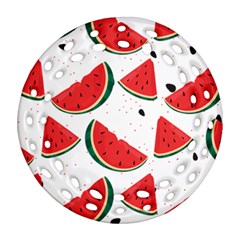 Watermelon Seamless Pattern Round Filigree Ornament (two Sides) by Jancukart