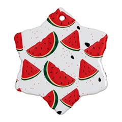 Watermelon Seamless Pattern Snowflake Ornament (two Sides) by Jancukart