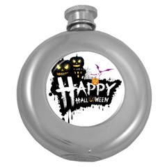 Happy Halloween Round Hip Flask (5 Oz) by Jancukart