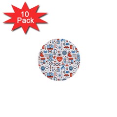 Medical Icons Square Seamless Pattern 1  Mini Buttons (10 Pack) 