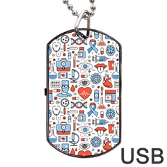 Medical Icons Square Seamless Pattern Dog Tag Usb Flash (two Sides) by Jancukart