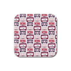 Cassettes Seamless Pattern Rubber Square Coaster (4 Pack)