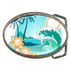 Paradise Heaven Holiday Beach Orange Ocean Belt Buckles