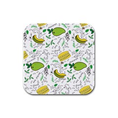 Hamburger With Fruits Seamless Pattern Rubber Square Coaster (4 Pack)