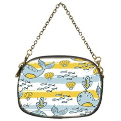 Cartoon Whale Seamless Background Chain Purse (one Side) by Jancukart