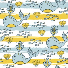 Cartoon Whale Seamless Background Play Mat (Rectangle)