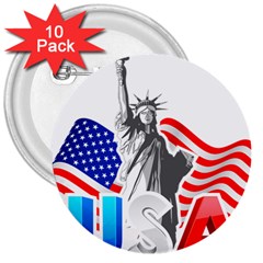 New York City Holiday United States Usa 3  Buttons (10 Pack)  by Jancukart