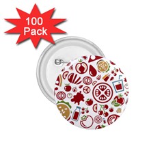 Pizza Seamless Pattern Background 1 75  Buttons (100 Pack) 