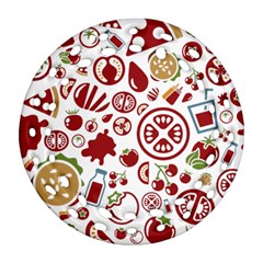 Pizza Seamless Pattern Background Ornament (round Filigree)