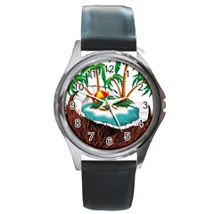 Coconut And Holiday Beach Food Round Metal Watch