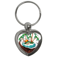 Coconut And Holiday Beach Food Key Chain (heart)