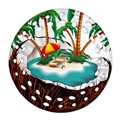 Coconut And Holiday Beach Food Ornament (round Filigree)