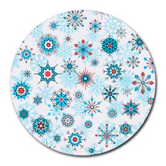 Beautifule Snowflake Decorative Pattern Seamless Round Mousepad