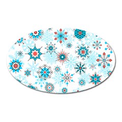 Beautifule Snowflake Decorative Pattern Seamless Oval Magnet