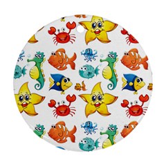 Fish Ocean Water Sea Life Seamless Background Ornament (round)