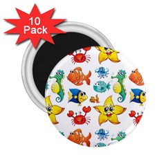 Fish Ocean Water Sea Life Seamless Background 2 25  Magnets (10 Pack) 