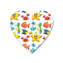 Fish Ocean Water Sea Life Seamless Background Heart Magnet